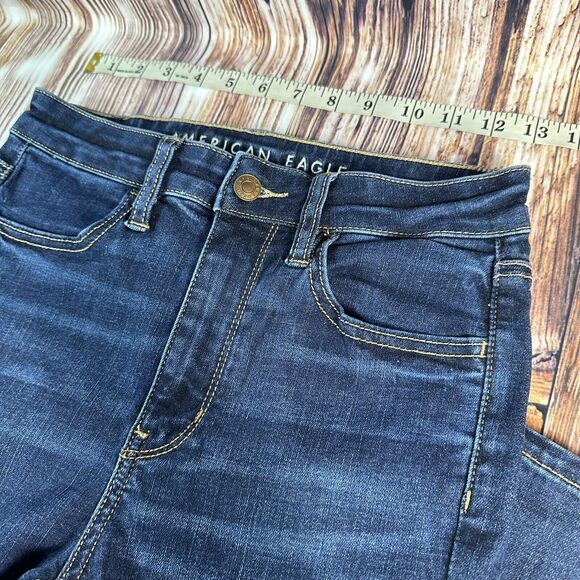 American Eagle SUPER HI RISE JEGGING Womens Sz 4 Blue Jeans Denim Pants 26x28.5 - Picture 3 of 10